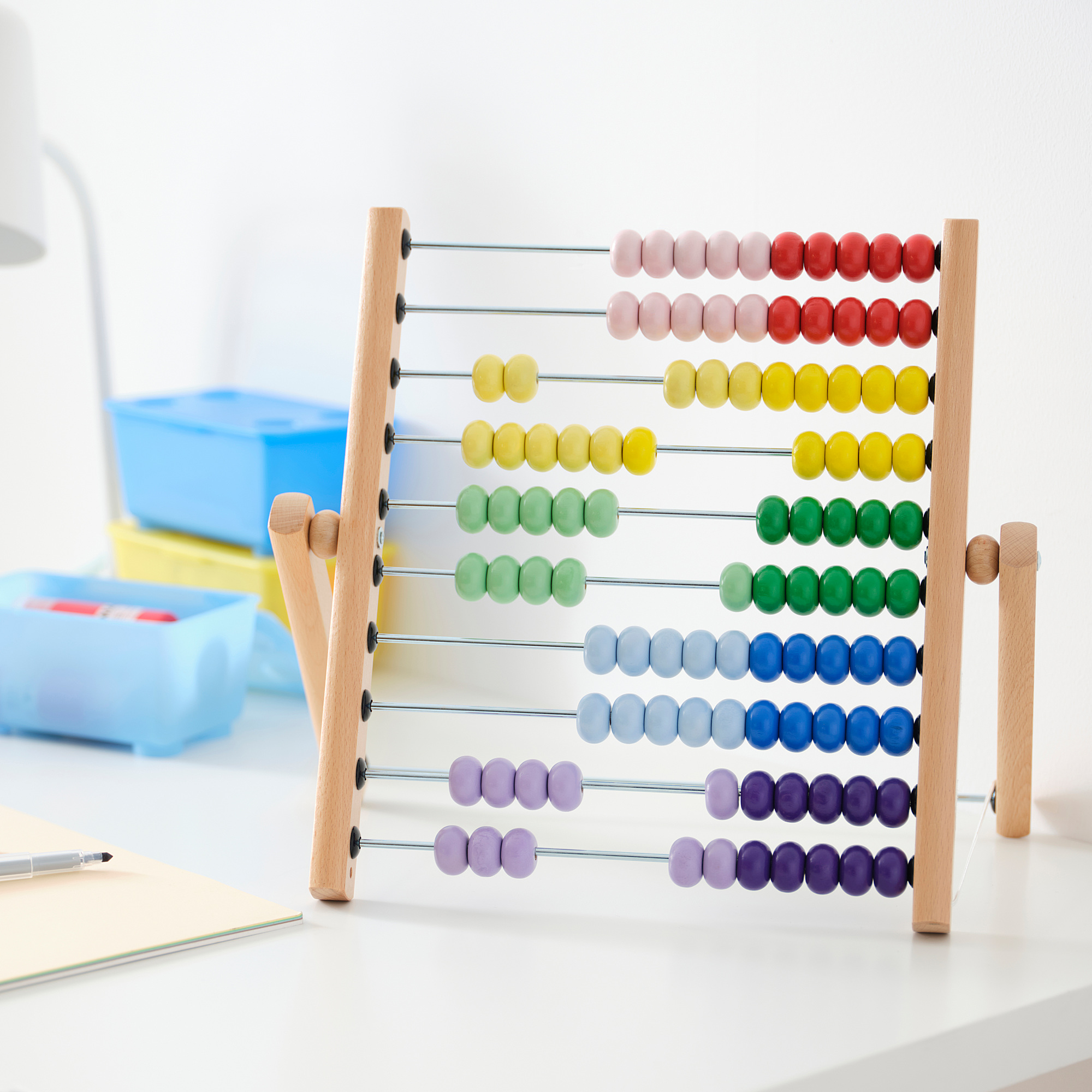 UNDERHÅLLA abacus: wooden toy with colorful beads for kids learning.