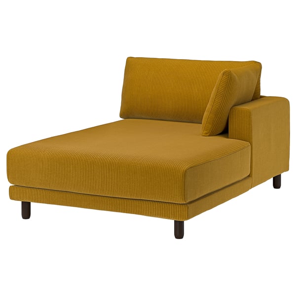 UPPÅKRA Chaise longue module, with armrest right/Samsala yellow-brown
