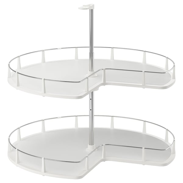 UTRUSTA: two-tier rotating storage shelves, white, plastic & metal, circular design.