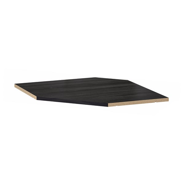 UTRUSTA black triangular shelf, melamine, sturdy, space-saving design.