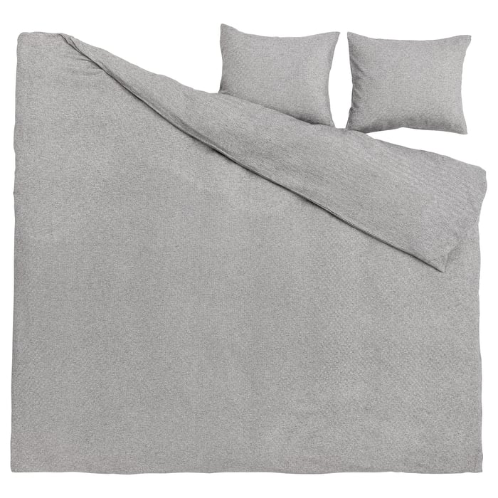 VÄSTKUSTROS Duvet cover and 2 pillowcases, dark grey/white, 240x220