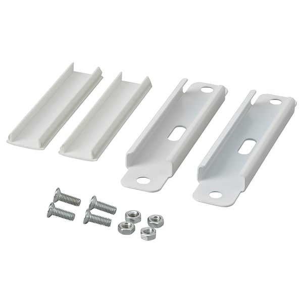 White VIDGA steel curtain brackets with screws, enhance flexibility, easy install.