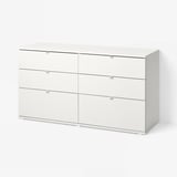 VIHALS Chest of 6 drawers, white/anchor/unlock-function, 140x47x75 cm