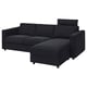 Gray VIMLE sectional sofa with chaise, modern, clean lines, removable covers.