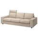 VIMLE sofa: beige, fabric, 3-seater, minimalist, comfortable design.