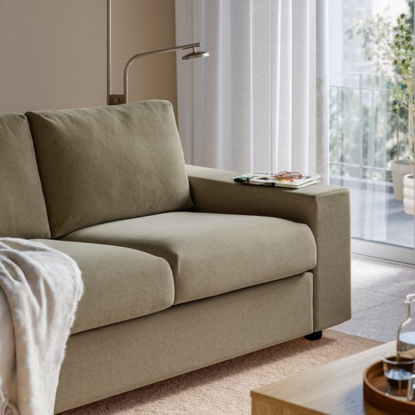 VIMLE 3-seat sofa, with wide armrests/Johanneshov brown-beige