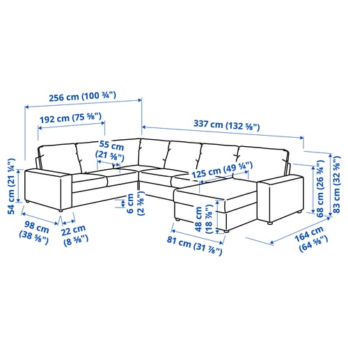 Illustration with measurements for the product: VIMLE.
