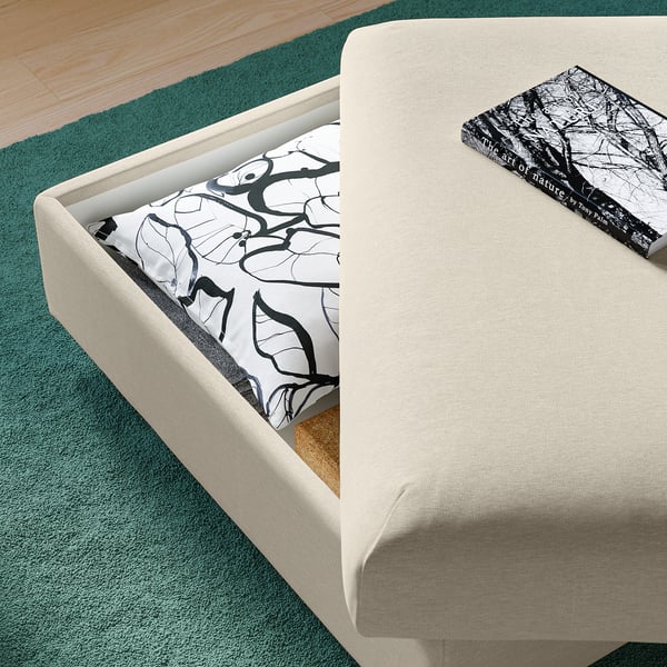 VIMLE Footstool with storage, Knäbäck light beige