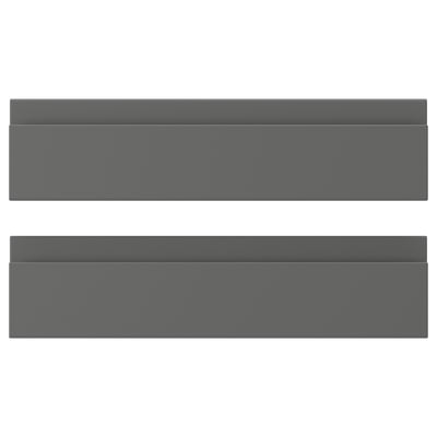 Dark grey matte drawer fronts, smooth with integrated handles, rectangular shape.