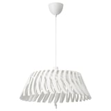 Modern white pendant lamp with adjustable, leaf-like shades, featuring a minimalist design, 100% recyclable materials.