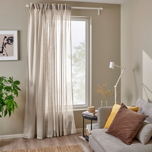 ÄNGSFRYLE Rideau voilage, 1pc, beige/ruflette, 300x300 cm