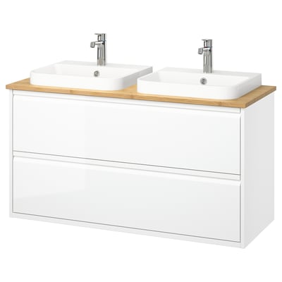 ÄNGSJÖN Meuble lavabo avec tiroirs, brillant blanc, 120x48x63 cm - IKEA