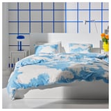 ÄNGSVITVINGE Housse de couette et 2 taies, bleu/blanc, 240x220/50x60 cm