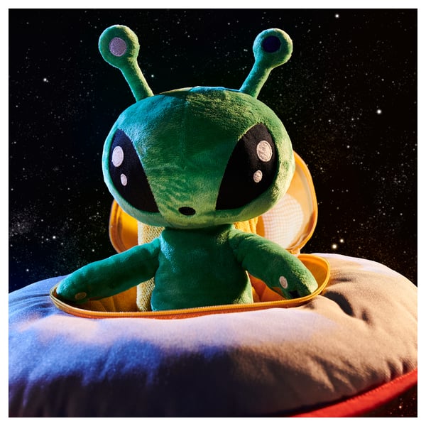AFTONSPARV Peluche, martien/vert, 34 cm