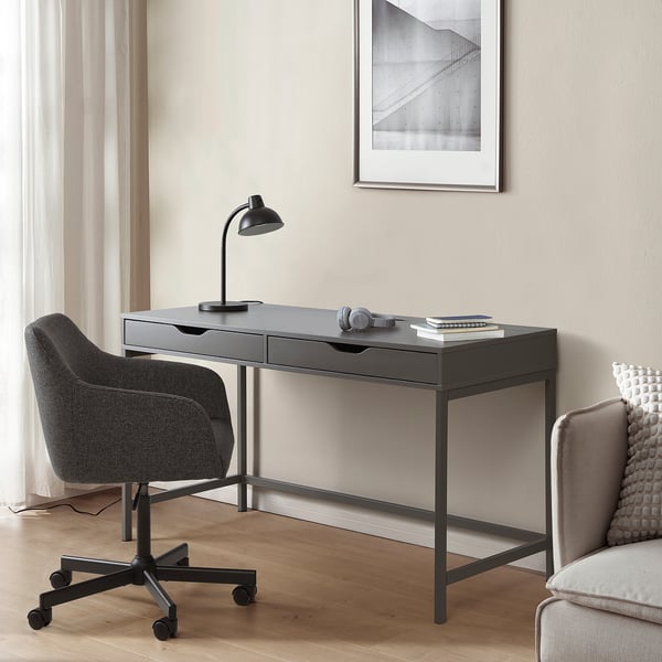 Bureau ALEX noir avec rangement et gestion des câbles.