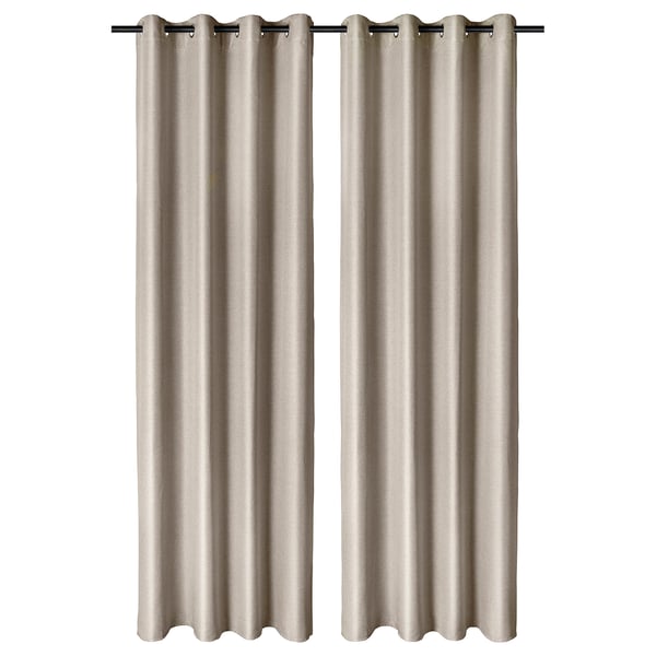 Rideaux antilumière ANNAKAJSA beige, fabriqués en polyester recyclé avec des œillets en acier inoxydable.