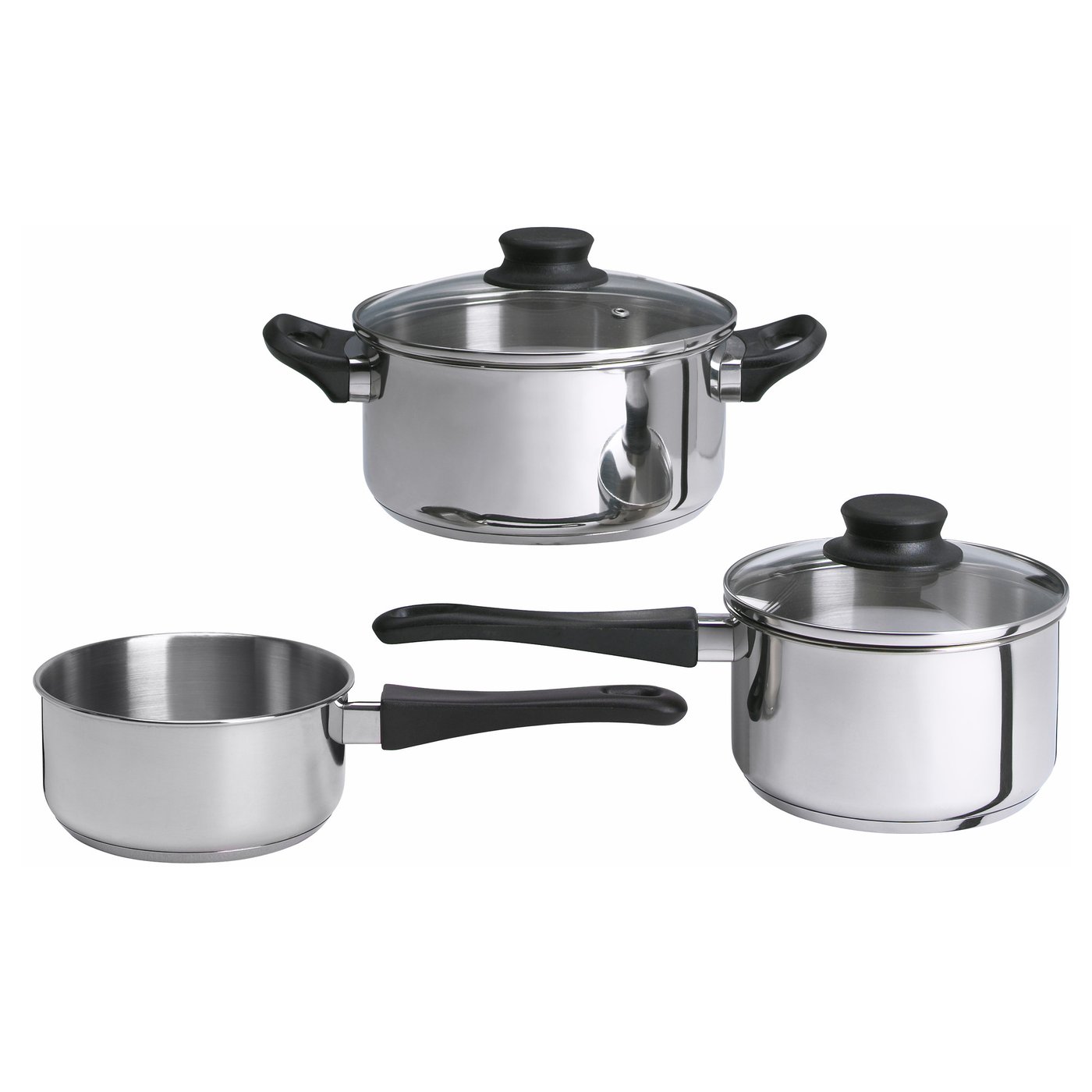 ANNONS Batterie de cuisine, 3 pièces, verre, acier inoxydable IKEA Belgique