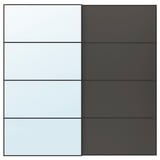 Paire de portes d’armoire en miroir AULI et de style vénitien. Cadre en aluminium élégant, l’un en miroir, les autres avec des panneaux réversibles. Design minimaliste moderne.