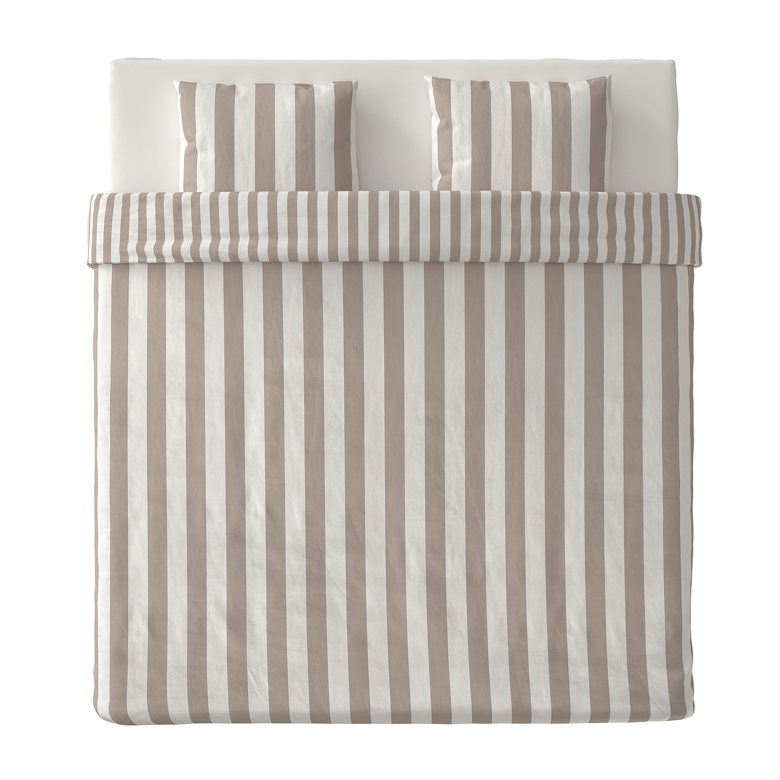 BÄRALM Housse de couette et 2 taies, blanc beige/rayure, 240x220/50x60