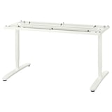 Un bureau BEKANT blanc avec des pieds réglables et un design épuré.