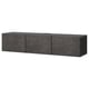 Banc tv BESTÅ noir moderne avec trois sections fermées, design élégant, fixation murale, solution de rangement.