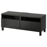 Meuble tv BESTÅ noir, rectangulaire avec 2 tiroirs, design épuré. Meubles modernes pour le salon ou la chambre à coucher.