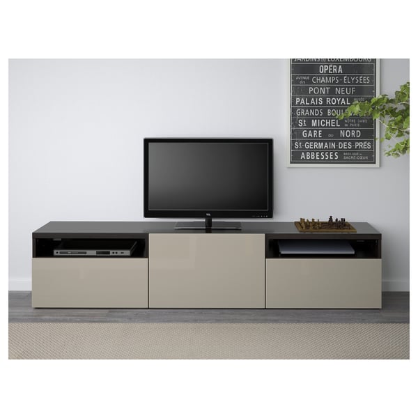 Besta Banc Tv Brun Noir Selsviken Brillant Beige Ikea