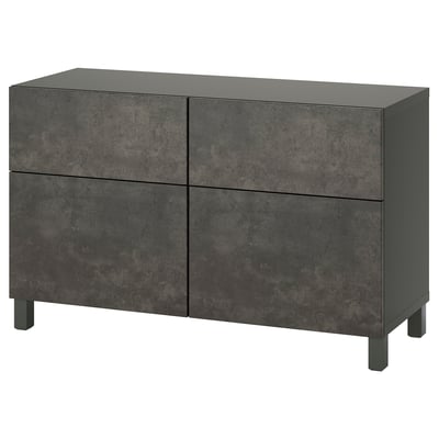 Gris BESTÅ Meuble de rangement à 4 tiroirs