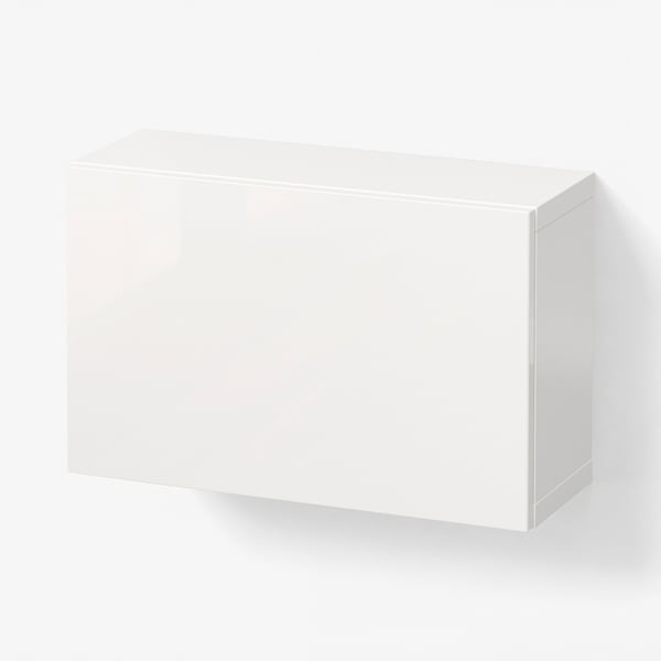 BESTÅ Combinaison rangement murale, blanc/Selsviken brillant/blanc, 60x22x38 cm