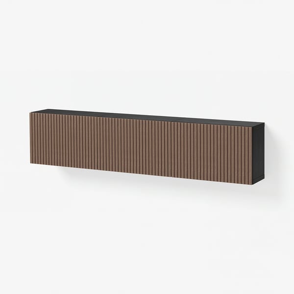 BESTÅ Combinaison rangement murale, brun noir Björköviken/teinté brun plaqué chêne, 180x22x38 cm