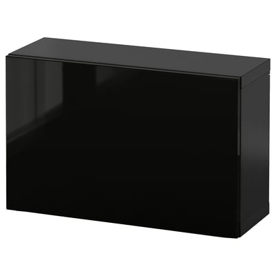 Meuble de rangement BESTÅ noir : moderne, rectangulaire, finition brillante, design minimaliste.