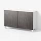 BESTÅ Combinaison rangement portes, blanc Kallviken/Stubbarp/gris foncé imitation ciment, 120x42x74 cm
