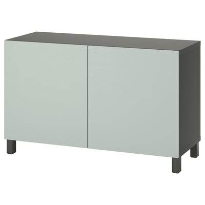 Armoire Ikea BESTÅ grise avec 2 portes, design minimaliste.
