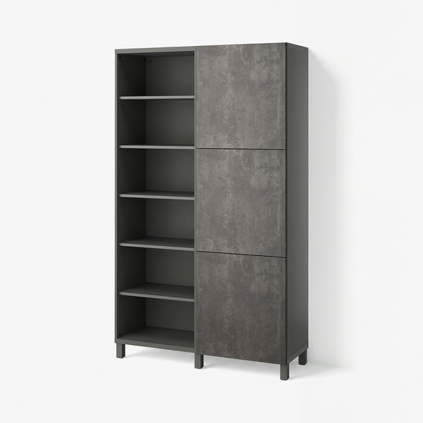 BESTÅ Combinaison rangement portes, gris foncé/Kallviken/Stubbarp gris foncé, 120x42x202 cm