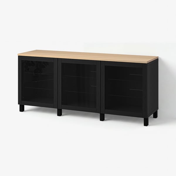 BESTÅ Combinaison rangement portes, noir/Sindvik/Stubbarp noir, 180x42x76 cm