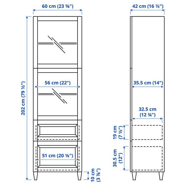 Illustration avec les mesures du produit : BESTÅ.