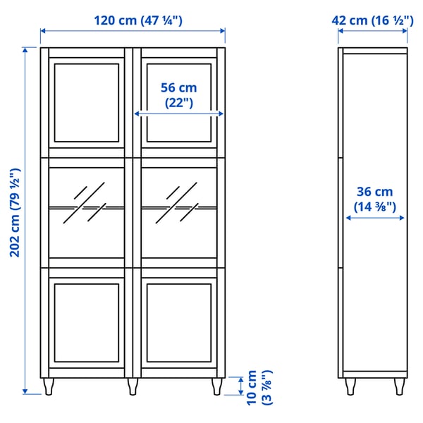 Illustration avec les mesures du produit : BESTÅ.