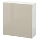 Armoire de rangement BESTÅ blanche avec porte beige brillant, design moderne.