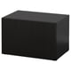 Buffet rectangulaire noir avec des surfaces lisses et des bords droits. Design minimaliste moderne. Fabriqué en bois d’ingénierie.
