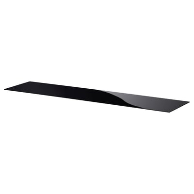 Ikea BESTÅ étagère en verre noir rectangulaire au design épuré.