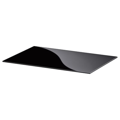 Dessus de table rectangulaire en verre noir.