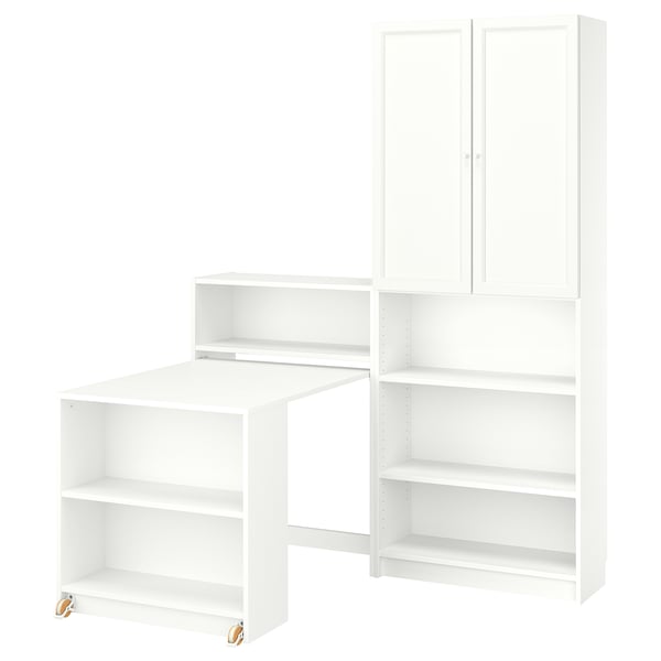 BILLY / OXBERG Comb biblio avec table rabattable, blanc, 160x202 cm