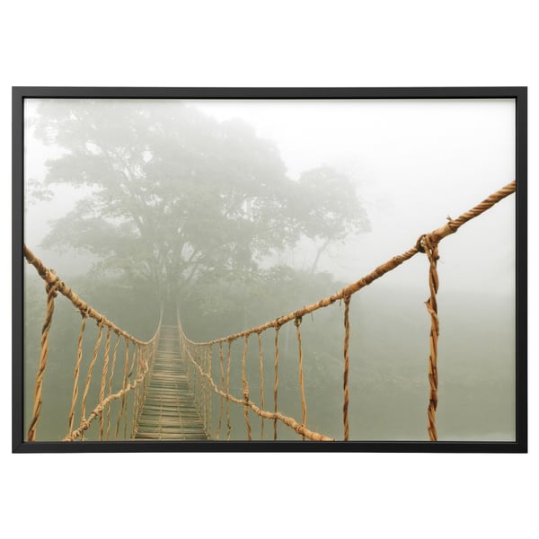 BJÖRKSTA Image avec cadre, voyage dans la jungle/gris/noir/rouge, 140x100 cm