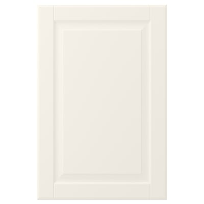 Porte d’armoire BODBYN blanc cassé, de forme rectangulaire classique avec motif de panneau biseauté, en panneau de fibres avec finition laquée.