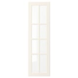 Une porte blanche BODBYN au design classique et biseauté. Il est fait de panneaux de fibres et de verre, avec une surface lisse et blanc cassé.