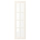 Une porte blanche BODBYN au design classique et biseauté. Il est fait de panneaux de fibres et de verre, avec une surface lisse et blanc cassé.
