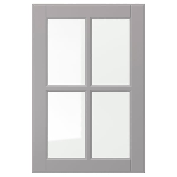 Porte d’armoire lisse grise BODBYN, de style classique avec panneaux biseautés, panneau de fibres laqué, rectangulaire.