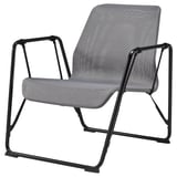 Chaise grise moderne, en métal noir, réglable.