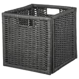 BRANÄS : panier de rangement en osier noir. Forme carrée, poignées de tous les côtés.