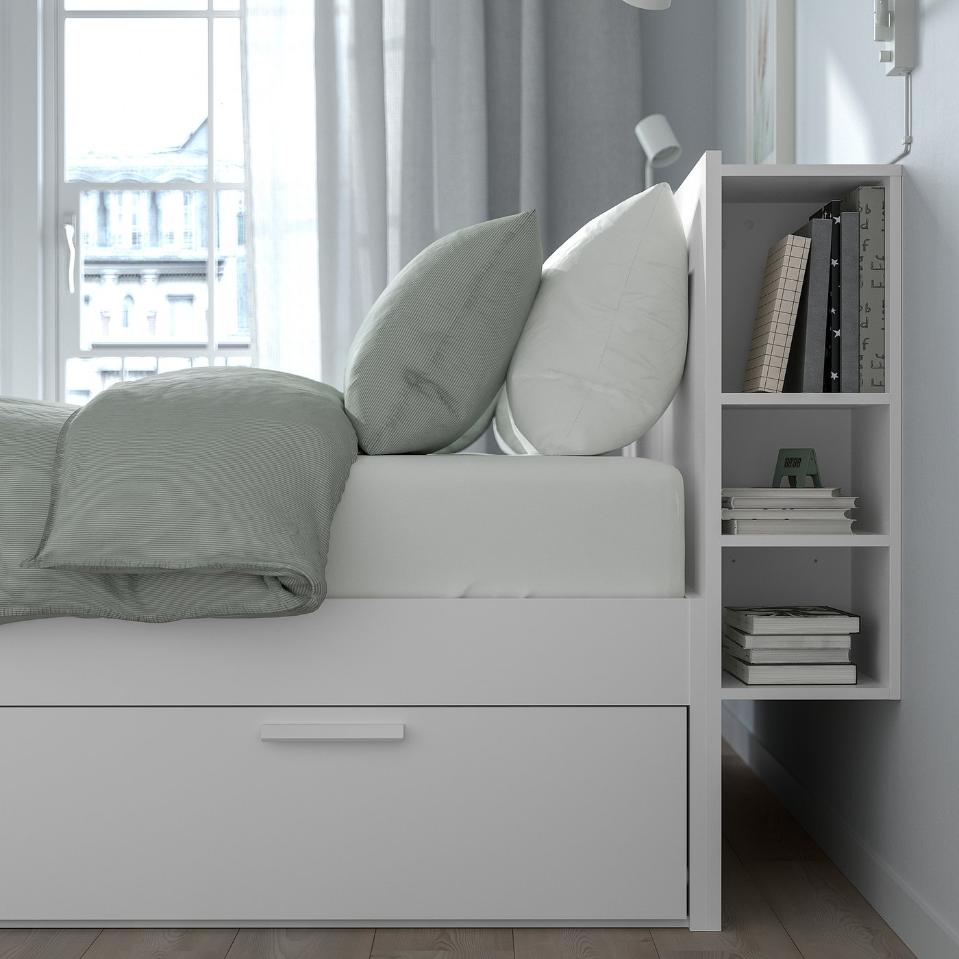 BRIMNES tête de lit avec rangement, gris, 180 cm - Belgique